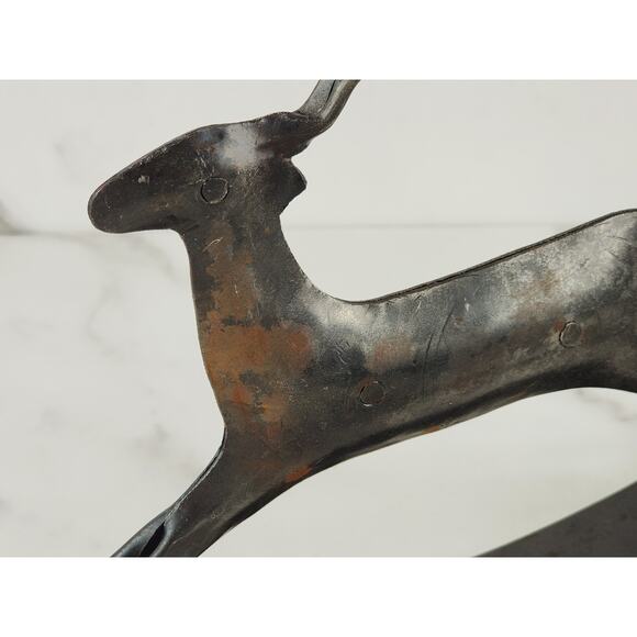 African Antelope Deer Gazelle Metal Rocking Rustic Crafted 9" Brown Decor x2 - Picture 4 of 13